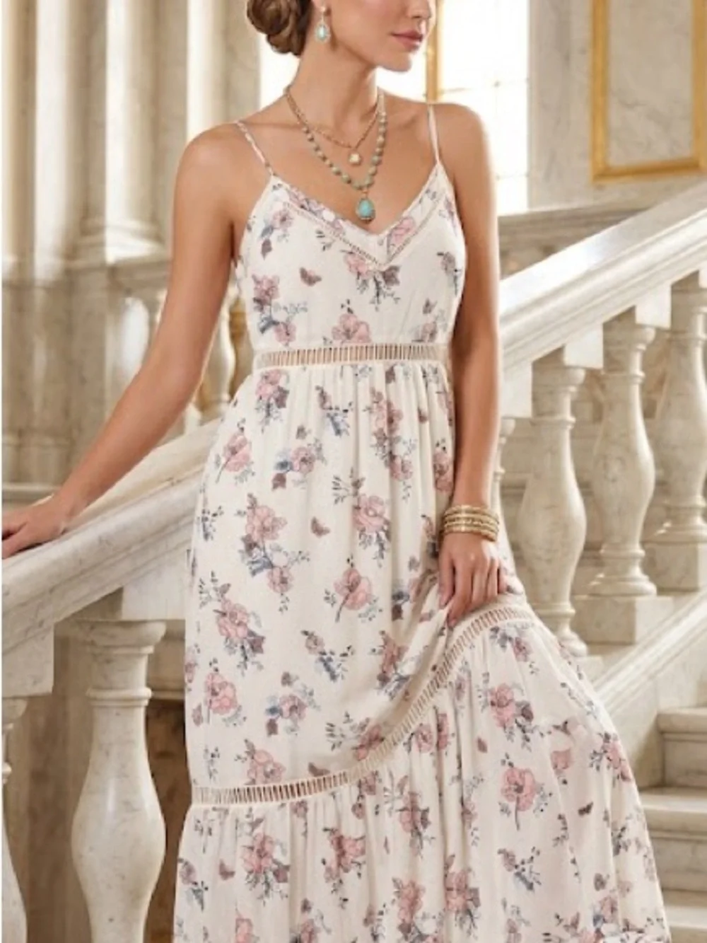 abercrombie and fitch floral maxi dress Abercrombie & Fitch Drama Puff Sleeve Maxi Dress in a vibrant red & pink floral